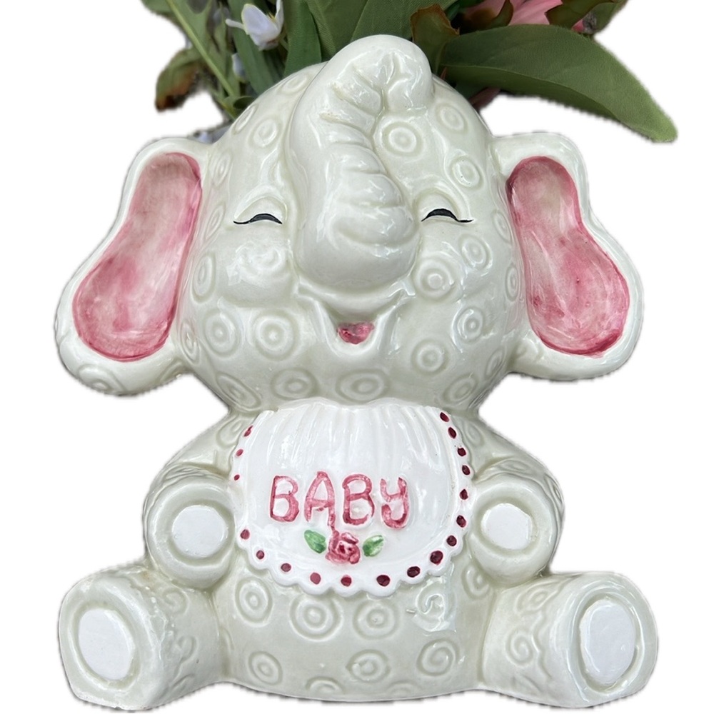 Vintage Brinns Baby Elephant Nursery Planter RARE Taiwan 5 3/8” Brinn's